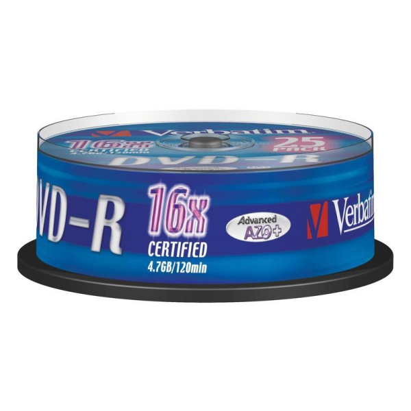 Диск DVD-R Verbatim 4.7 Gb 16x (25 штук в упаковке)