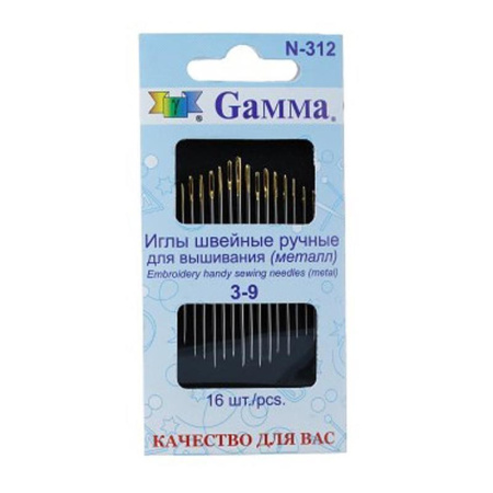 Набор игл ручных Gamma для вышивания №3-9 16 штук Набор игл ручных Gamma для вышивания №3-9 16 штук