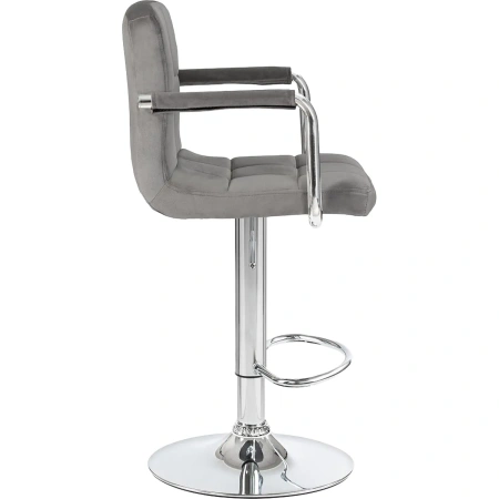 Стул барный Dobrin Kruger arm серый/хромированный (велюр/металл)