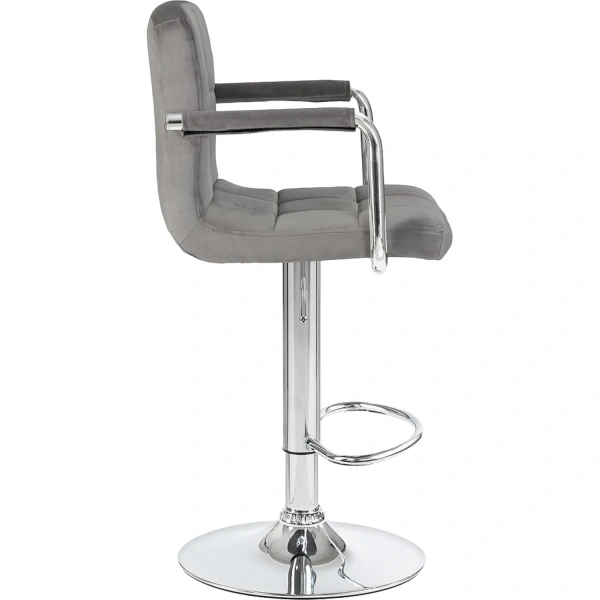 Стул барный Dobrin Kruger arm серый/хромированный (велюр/металл)