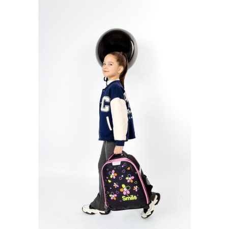 Ранец №1 School Light Smile черный с двумя отделениями