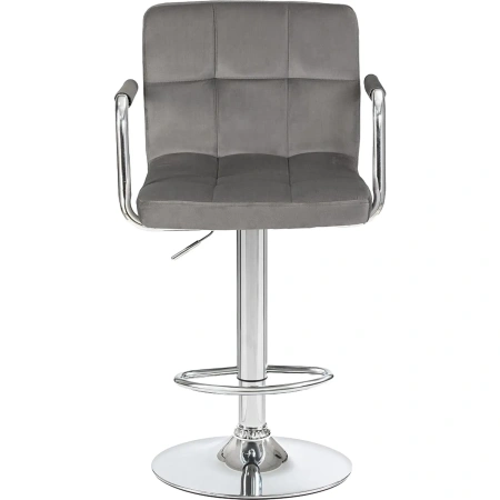 Стул барный Dobrin Kruger arm серый/хромированный (велюр/металл)