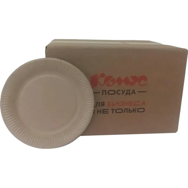 Тарелка одноразовая бумажная 180 мм крафт 500 штук в упаковке Тарелка одноразовая бумажная 180 мм крафт 500 штук в упаковке