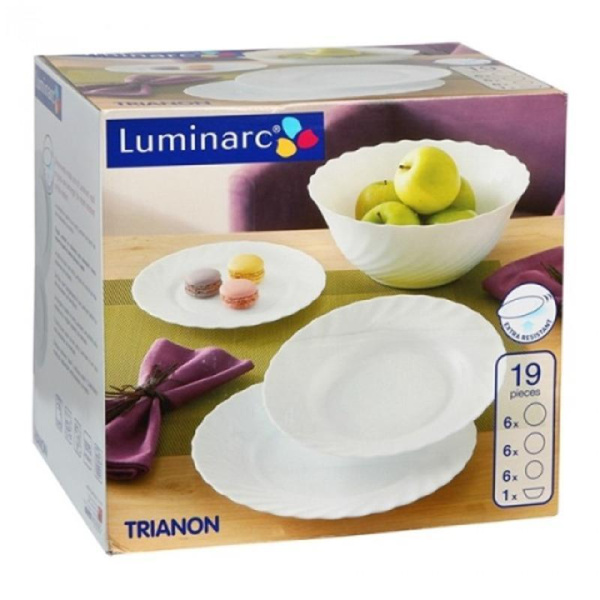 Набор столовой посуды на 6 персон Luminarc Trianon 19 предметов стекло  белый (00144)