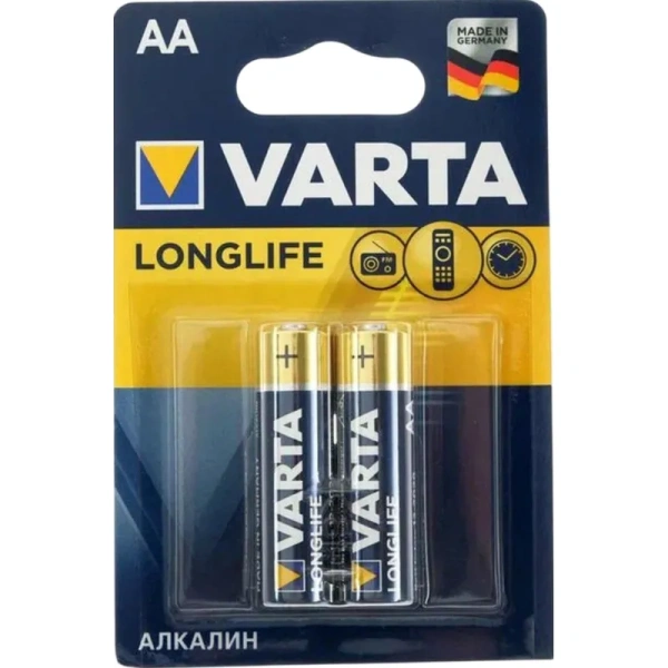 Батарейка AA пальчиковая Varta Longlife (2 штуки в упаковке, 4106101412)