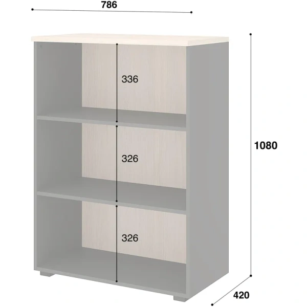 Стеллаж для документов Комус Мебель К-Loft 241H011 дуб  скандинавский/графит  786х420х1080 мм