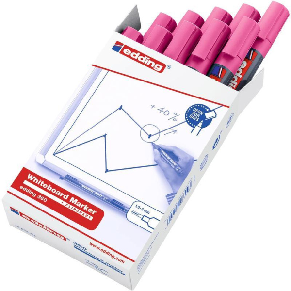 Маркер для досок Edding 360/9 розовый (толщина линии 1,5-3 мм)