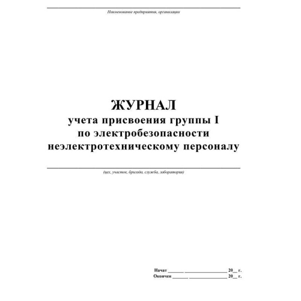 Журнал учёта присвоения группы 1 по электробезопасности (А4, 32 листа)