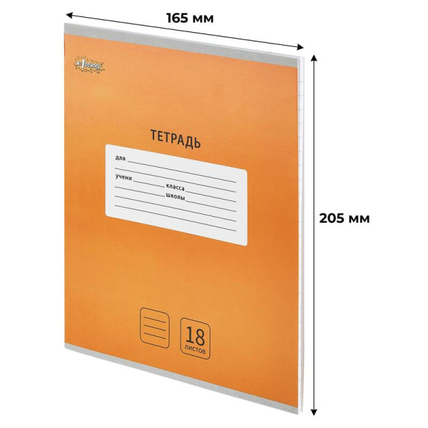 Тетрадь школьная оранжевая №1 School Интенсив А5 18 листов в линейку (10  штук в упаковке)