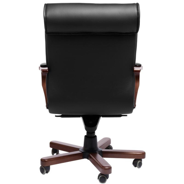 Кресло для руководителя Basel B черное/темный орех (натуральная кожа с  компаньоном, металл)