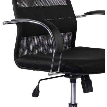 Кресло для руководителя Соло чёрное (сетка, металл)