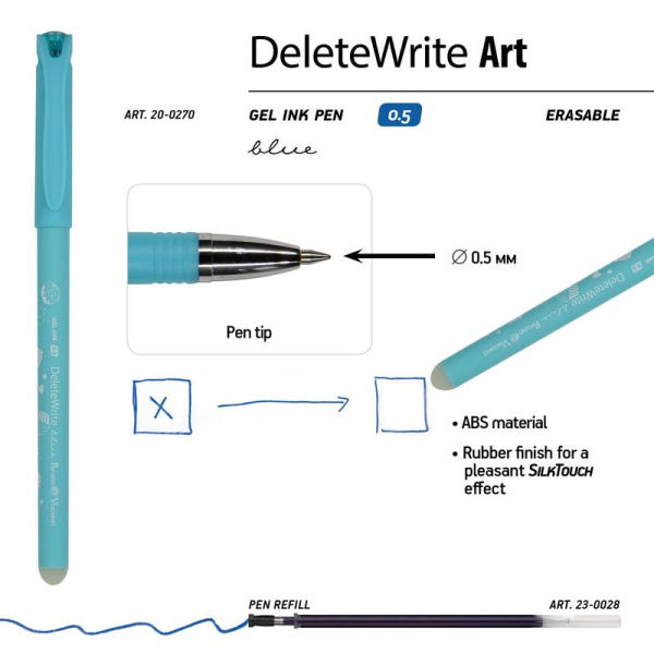 Ручка гелевая со стираемыми чернилами Bruno Visconti DeleteWrite Пончики  синяя (толщина линии 0.4 мм)