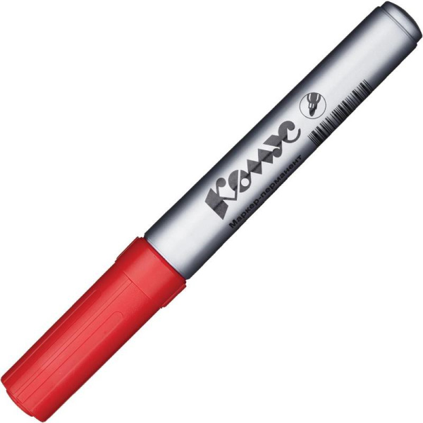 Маркер перманентный Комус PY2304 красный (толщина линии 1-4 мм) круглый наконечник