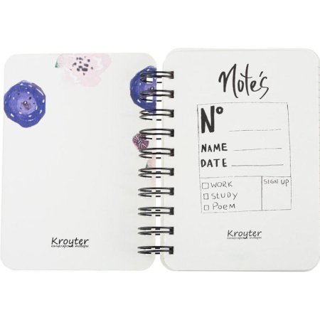 Бизнес-тетрадь Kroyter Flowers А6 120 листов разноцветная в точку на спирали (120х145 мм)