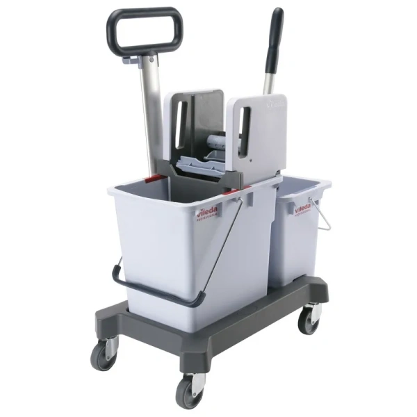 Тележка уборочная Vileda Professional Система КомбиСпид Про двухведерная 1х25 л + 1х10 л  с вертикальным отжимом на платформе с траспортировочной ручкой (арт. производителя 149099)