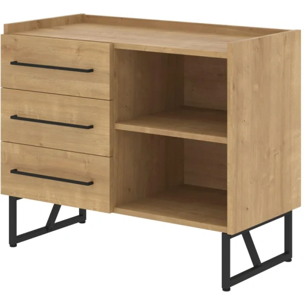 Тумба сервисная Loftis LSC-3D.A. (дуб бофорд/черный, 904х445х750 мм, 3  ящика)