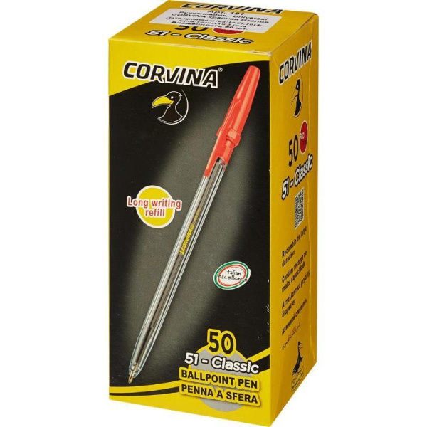 Ручка шариковая Universal Corvina красная (толщина линии 0.7 мм)