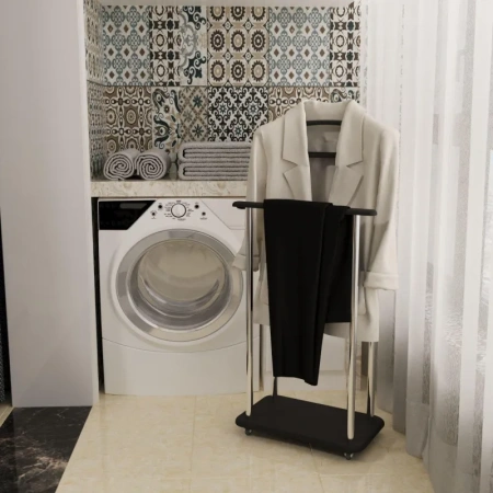 Вешалка костюмная Комус Мебель Элдридж (чёрный кварц/хромированный,  500х295х1050 мм)