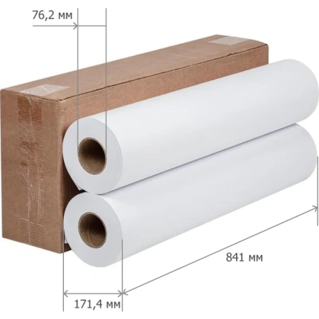 Бумага широкоформатная Mega Engineer (длина 175 м, ширина 841 мм, плотность 80 г/кв.м, белизна 146 % CIE, диаметр втулки 76.2 мм, 2 рулона в упаковке)