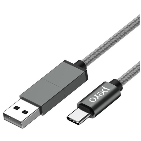 Кабель PERO, DC-07, 1м, Type-C/USB-A to Type-C, 60W, серый