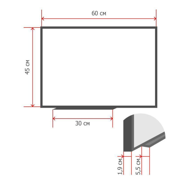 Доска магнитно-маркерная 1-элементная 45х60 см, металлический профиль