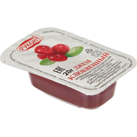 Джем порционный Руконт клюква 20 г (20 штук в упаковке)