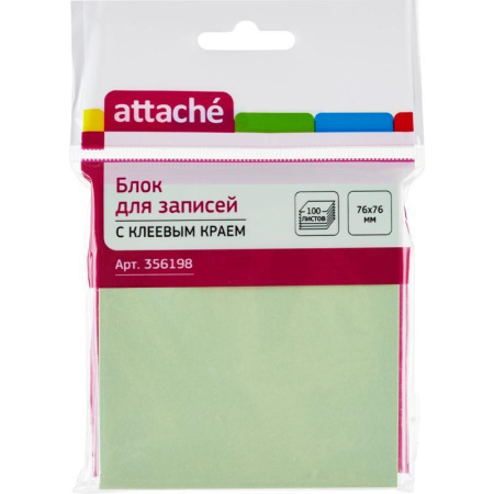 Стикеры Attache 76x76 мм салатовые пастельные 100 листов