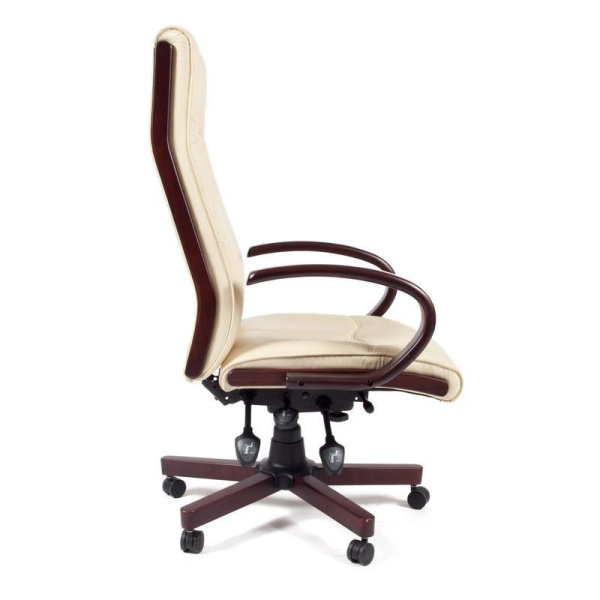 Кресло для руководителя Chairman CH411 бежевое (экокожа, металл)