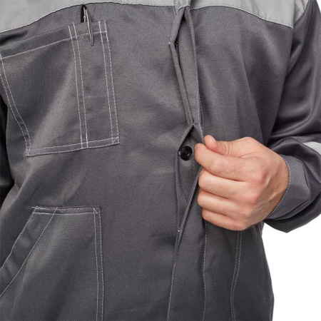 Костюм рабочий летний мужской л22-КПК с СОП темно-серый/светло-серый (размер 48-50, рост 170-176)