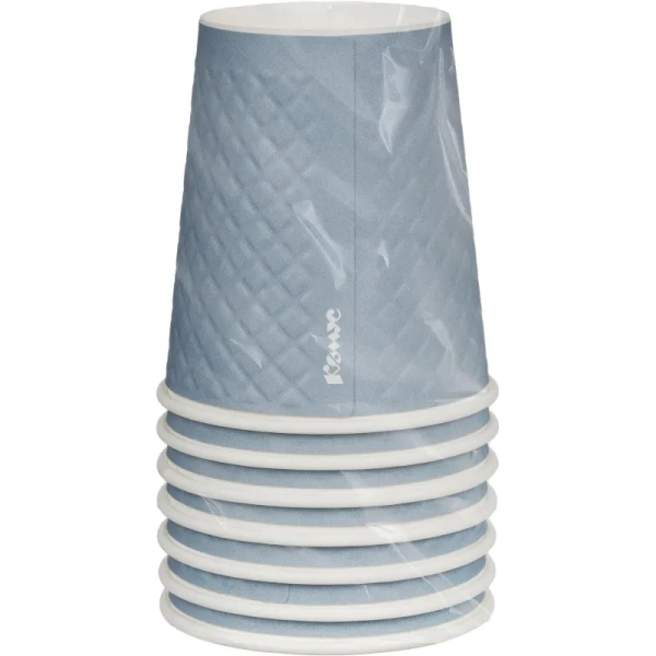 Стакан одноразовый бумажный Комус Waffle Denim 250/280 мл голубой (25  штук в упаковке)