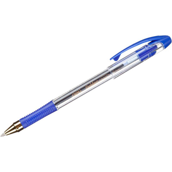 Ручка шариковая неавтоматическая Deli Arris Golden синяя (толщина линии  0.5 мм)