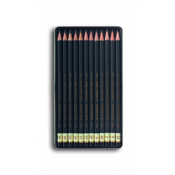 Набор чернографитных карандашей 2H-8B Koh-I-Noor Toison D`OR заточенных шестигранных (12 штук в наборе)