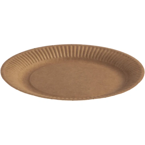 Тарелка одноразовая бумажная 180 мм крафт 500 штук в упаковке Тарелка одноразовая бумажная 180 мм крафт 500 штук в упаковке