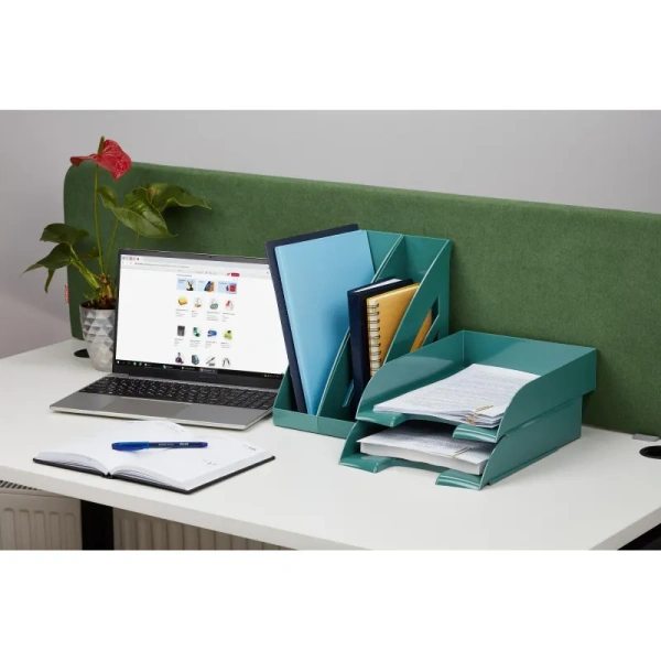 Лоток горизонтальный для бумаг Комус Ницца пластиковый зеленый