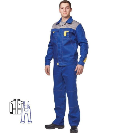 Костюм рабочий летний мужской л10-КПК васильковый/серый (размер 56-58, рост 182-188)