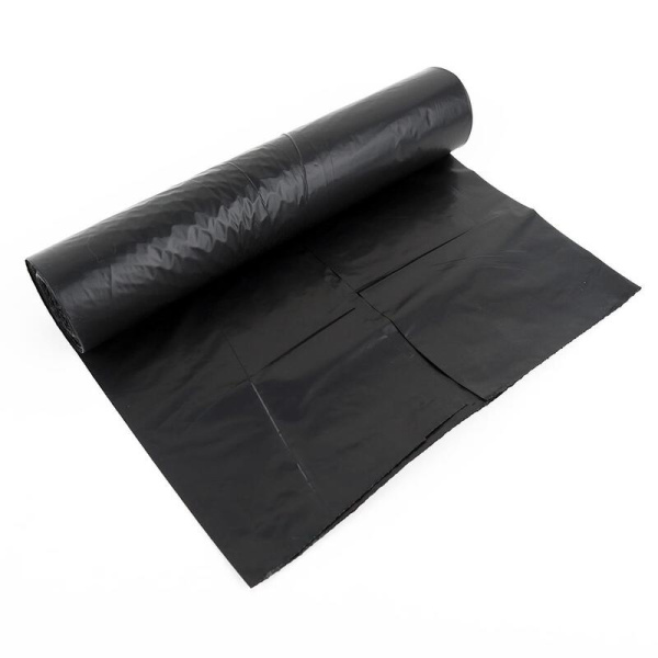 Мешки для мусора на 60 л черные (ПНД, 12 мкм, в рулоне 30 штук, 60х70  см)