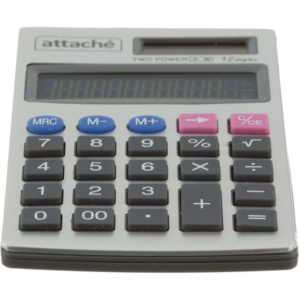 Калькулятор карманный Attache ATC-333-12P 12-разрядный серебристый