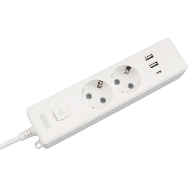 Удлинитель Power Cube 2 розетки + USB 1.9 м с заземлением и выключателем  (PC-4-2M)