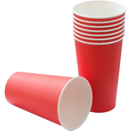 Стакан одноразовый бумажный 400 мл красный 50 штук в упаковке Комус Эконом