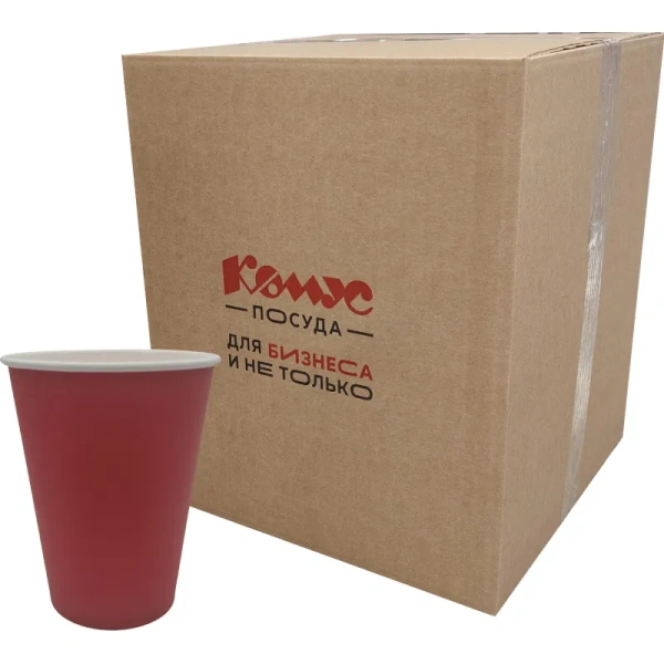 Стакан одноразовый бумажный 300/430 мл красный 800 штук в упаковке