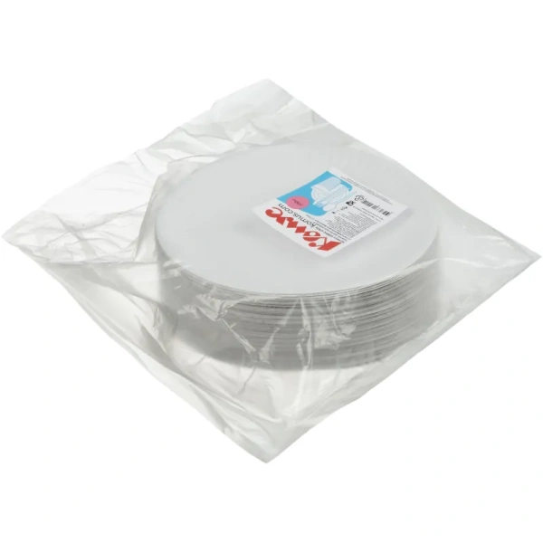 Тарелка одноразовая бумажная 170 мм белая 100 штук в упаковке Комус Эконом Тарелка одноразовая бумажная 170 мм белая 100 штук в упаковке Комус Эконом