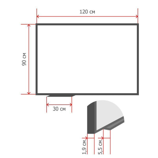Доска магнитно-маркерная 1-элементная 90х120 см, металлический профиль