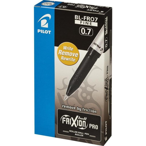 Ручка стирающаяся гелевая Pilot BL-FRO7 Frixion Pro черный, 0,35 мм