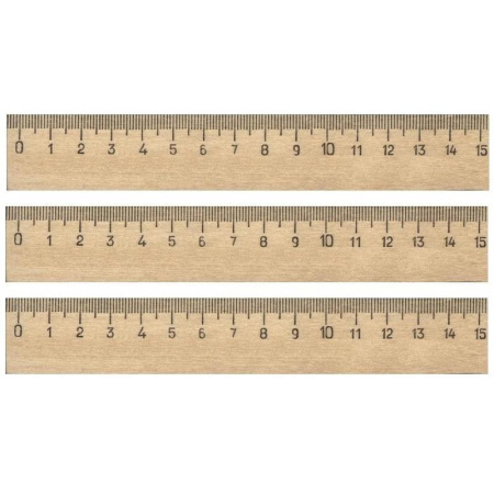 Линейка № 1 School деревянная 15 см (3 штуки в упаковке)