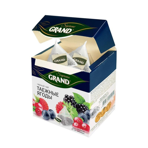 Чай Grand Таежные ягоды черный 20 пакетиков-пирамидок