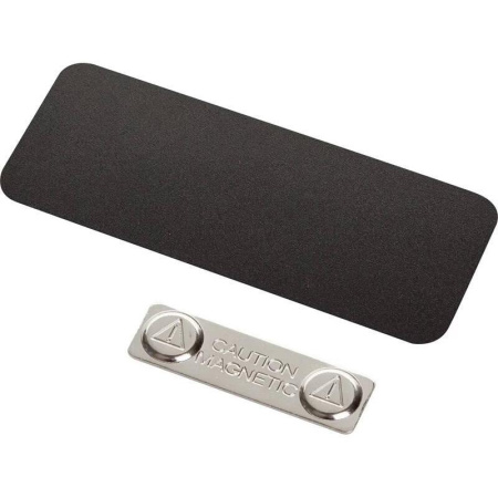 Бейдж Attache горизонтальный 90х35 мм черный с магнитным зажимом меловой  (5 штук в упаковке)