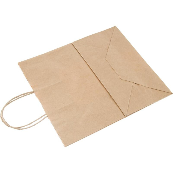 Крафт-пакет бумажный бурый с кручеными ручками 32х20х37 см 70 г/кв.м био  (200 штук в упаковке)