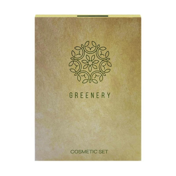 Косметический набор Greenery картон (ватные диски - 3 шт, ватные палочки   - 3 шт, пилка - 1 шт, 300 штук в упаковке)