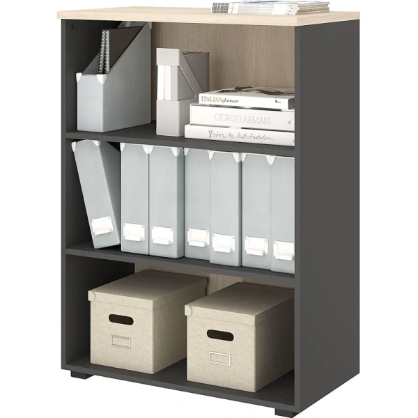 Стеллаж для документов Комус Мебель К-Loft 241H011 дуб  скандинавский/графит  786х420х1080 мм