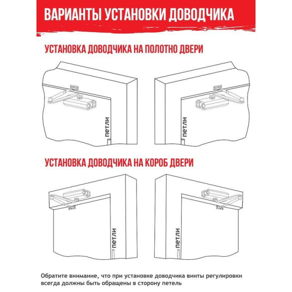 Доводчик дверной Нора-М 510 URBOnization до 60 кг белый (16627)